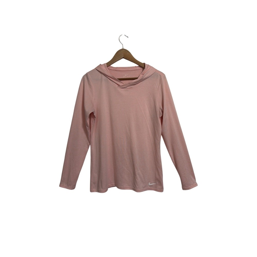 Nike Dri-FIT Womens Medium Pink Long Sleeve Pullover Hoodie Activewear Shirt